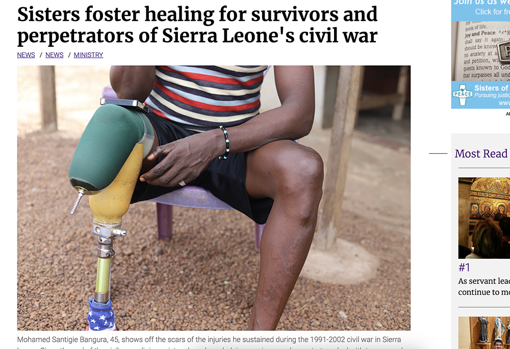 Screenshot of Doreen Ajiambo's story "Sisters foster healing for survivors and perpetrators of Sierra Leone's civil war" (GSR screenshot)