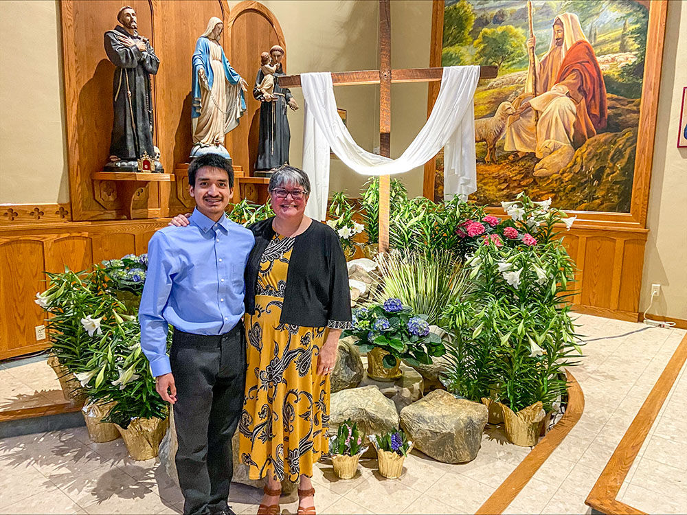 Mercy Sr. Jennifer Wilson and Jacob Mestizo, the student she sponsored through the RCIA process this year (Courtesy of Jennifer Wilson)