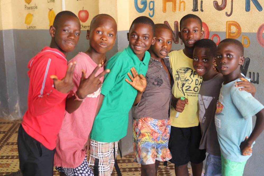 Several children at St. Joseph's School for the Hearing Impaired in Makeni, Sierra Leone