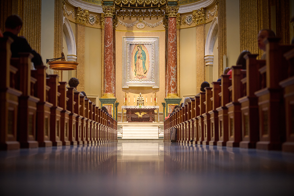 The Eucharist is displayed for veneration at the Shrine of Our Lady of Guadalupe in La Crosse, Wisconsin, while the Marian Route of the National Eucharistic Pilgrimage stopped at the shrine June 8, 2024. (OSV News/Courtesy Diocese of La Crosse)