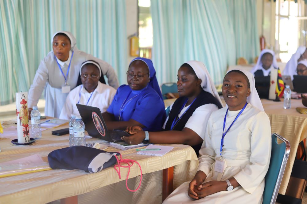 Sr. Janefrancis Kinyuy, a member of the Daughters of the Holy Family of Bafoussam, is pictured with other sisters at the Imperial Botanical Beach Hotel during the All-Africa Conference: Sister to Sister convening in Entebbe, Uganda, April 10.