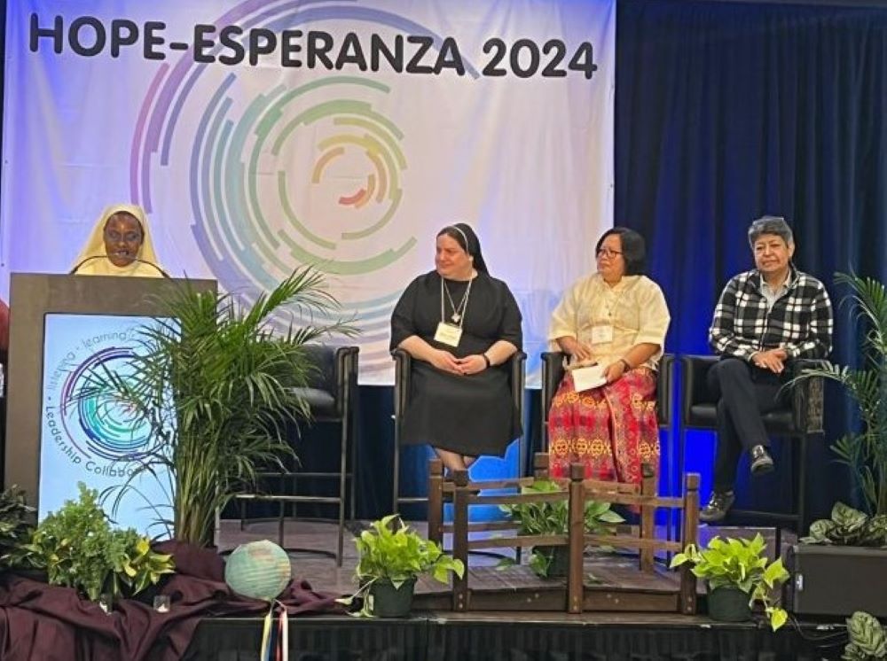 Sr. Mary Justine Naluggya speaks during the Hope/Esperanza Conference 2024 sponsored by the Leadership Collaborative program in Chicago Jan, 25-28. (Courtesy of Mary Justine Naluggya) Sr. Mary Justine Naluggya speaks during the Hope/Esperanza Conference 2024 sponsored by the Leadership Collaborative program in Chicago Jan, 25-28. (Courtesy of Mary Justine Naluggya)