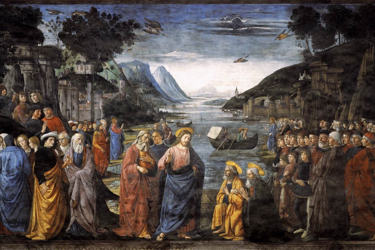 La Llamada de los Apóstoles, de Domenico Ghirlandaio, 1481 d. C., Capilla Sixtina, Vaticano. (Foto: cortesía Perledarte, en Enciclopedia de la Historia del Mundo) La Llamada de los Apóstoles, de Domenico Ghirlandaio, 1481 d. C., Capilla Sixtina, Vaticano. (Foto: cortesía Perledarte, en Enciclopedia de la Historia del Mundo)