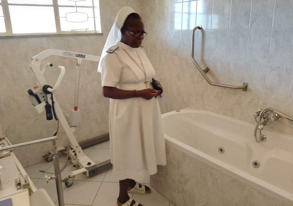 Precious Blood Sr. Caroline Busvumani shows the inside of the hydrotherapy room at the Precious Blood Care Centre. Precious Blood Sr. Caroline Busvumani shows the inside of the hydrotherapy room at the Precious Blood Care Centre.