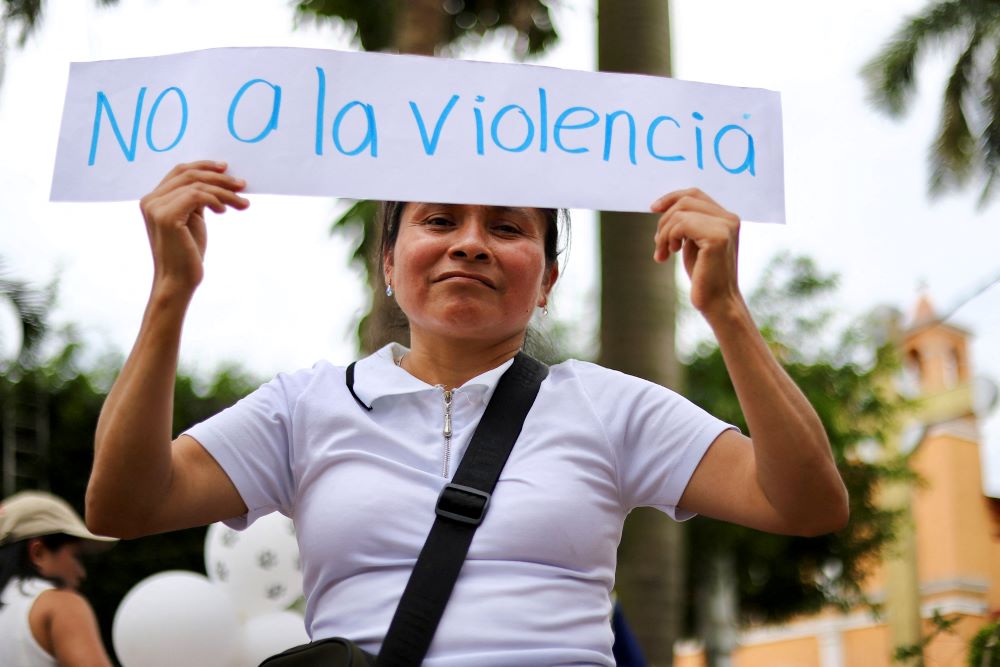 A woman holds a sign reading, "No To Violence," during a demonstration June 19 in Yajalon, in Mexico's Chiapas state. o A woman holds a sign reading, "No To Violence," during a demonstration June 19 in Yajalon, in Mexico's Chiapas state. ors were demanding government authorities guarantee their safe return to their communities, such as the town of Tila, which people have fled due to armed gang violence. (OSV News/Reuters/Jacob Garcia)