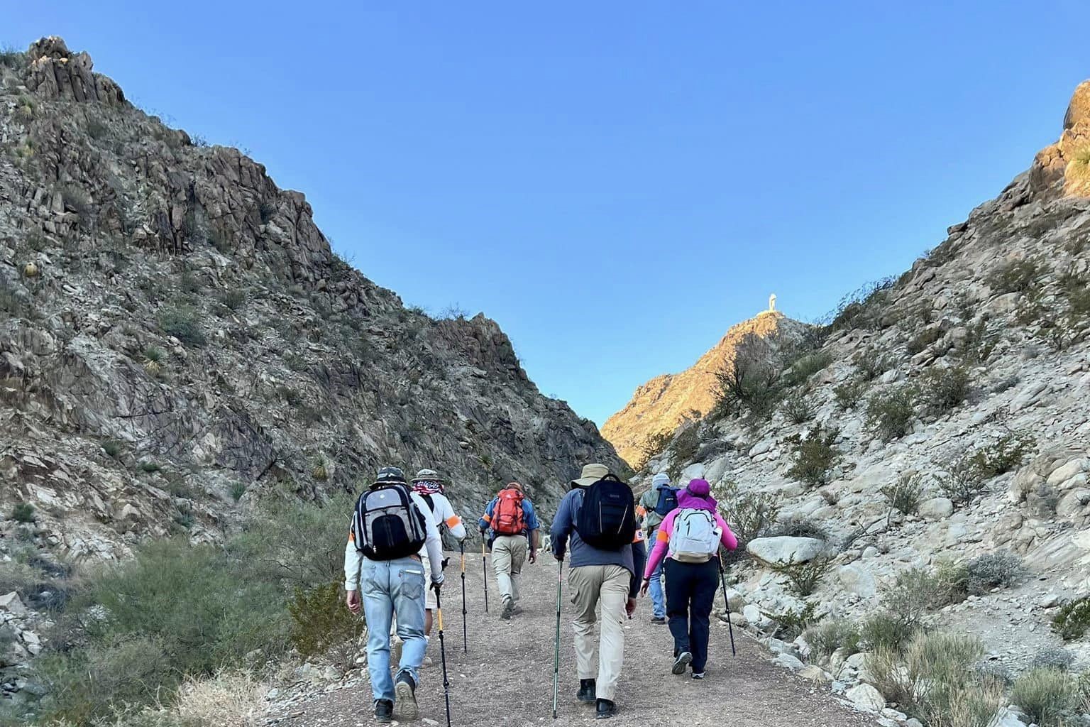People from parish groups, the Hope Border Institute and the Migrant Hospitality Ministry of the Diocese of El Paso, Texas, visit Mount Cristo Rey in New Mexico to search for those who may be abandoned, injured or deceased. (Courtesy of Leticia Gutiérrez Valderrama)