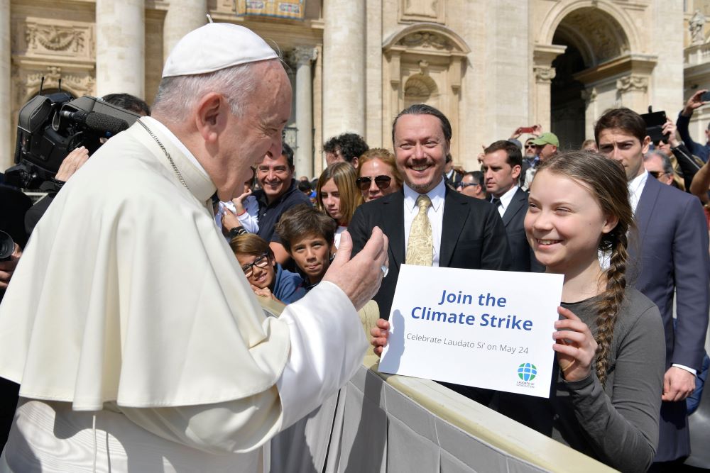 Pope Francis with Greta Thunberg
