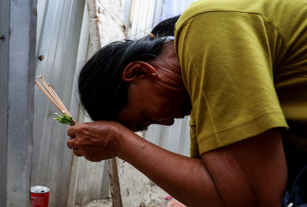 woman cries