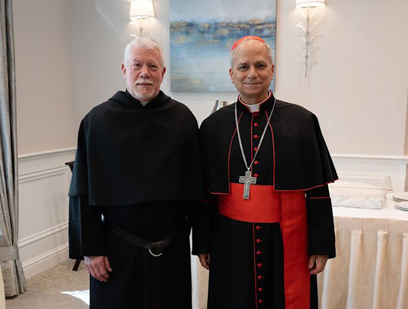Fr. Anthony Pizzo, Provincial of the Midwest Augustinians, poses in a 2024 photo with then-Cardinal Robert Prevost. (OSV News/Augustinian Province of Our Mother of Good Counsel handout via Reuters)