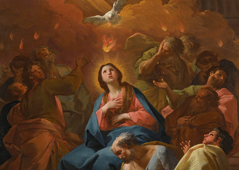 "The Pentecost," an 18th-century Spanish painting by Antonio González Velázquez (Artvee)