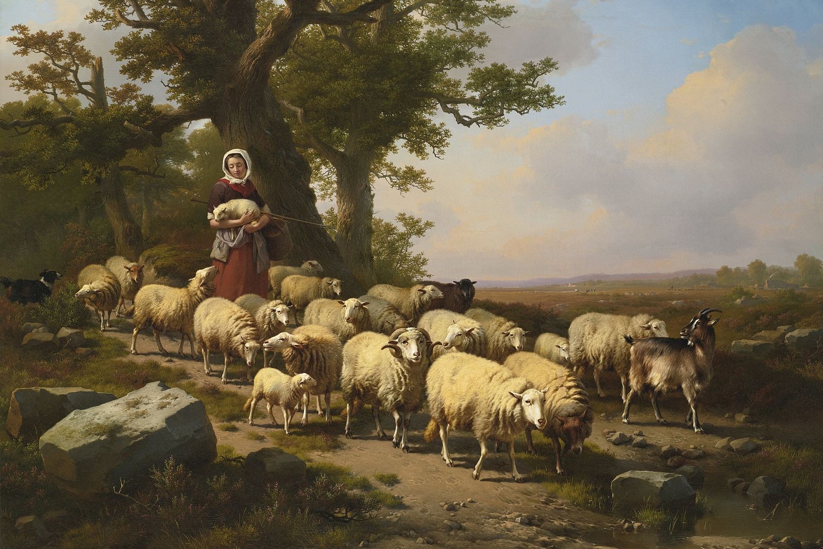 Una pastora con su rebaño, óleo de Eugène Verboeckhoven, 1871. Una pastora con su rebaño, óleo de Eugène Verboeckhoven, 1871. (Foto: Wikimedia Commons/obra de dominio público)