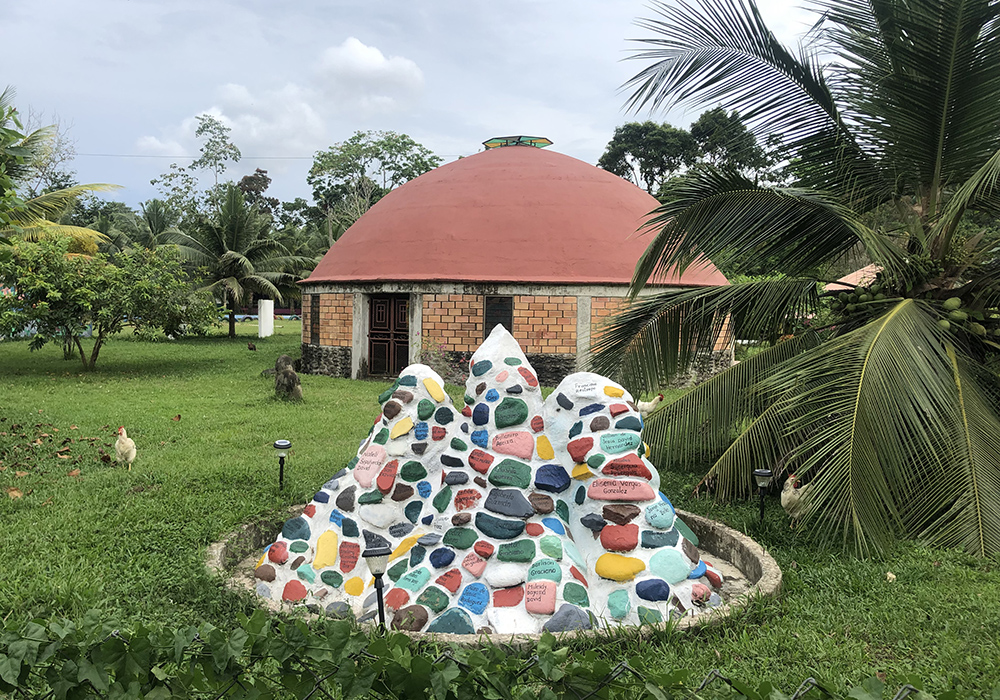 A memorial dome with a monument honors the dead of the Peace Community of San José de Apartadó, Colombia. (Tracy L. Barnett)