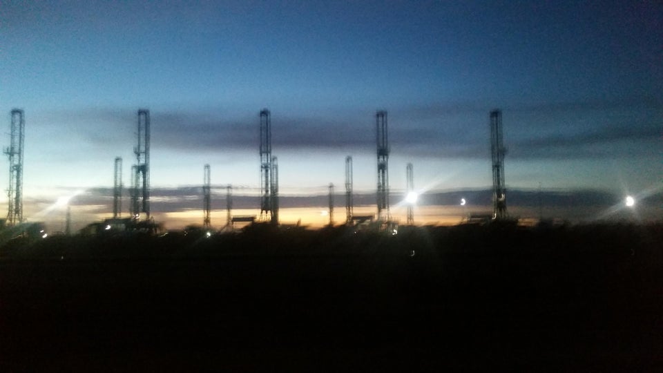 Drilling rigs park in the Permian Basin outside Odessa, Texas. Drilling rigs park in the Permian Basin outside Odessa, Texas.