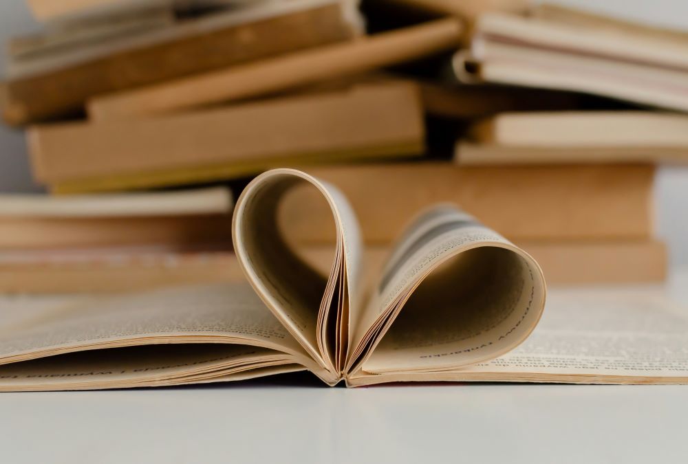 open book, pages forming heart open book, pages forming heart