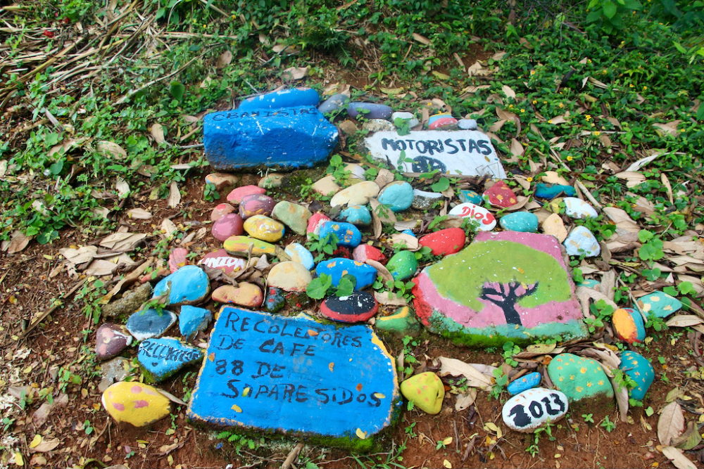 Cabinetmakers (ebanistas), drivers and coffee harvesters were among the groups targeted in the massacre of members of the cooperatives organized by Fr. Tiberio Fernández Mafla, memorialized in this handmade detail in the Monument Park. (Tracy L. Barnett)