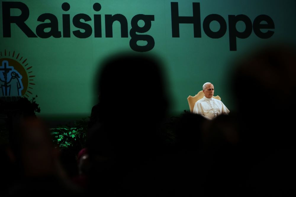 Pope Leo XIV attends the International conference "Raising Hope for Climate Justice." Pope Leo XIV attends the International conference "Raising Hope for Climate Justice."