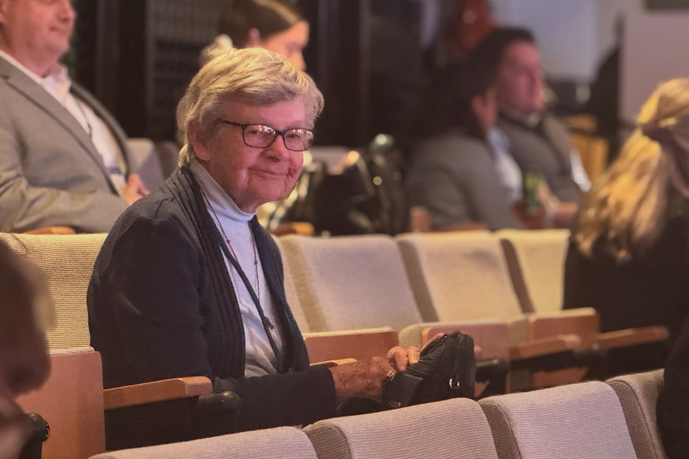 Franciscan Sr. Marie Lucey waits for the afternoon session of the 22nd Annual Immigration Law and Policy Conference Oct. 9, 2025 at Georgetown University Law Center in Washington. Franciscan Sr. Marie Lucey waits for the afternoon session of the 22nd Annual Immigration Law and Policy Conference Oct. 9, 2025 at Georgetown University Law Center in Washington.