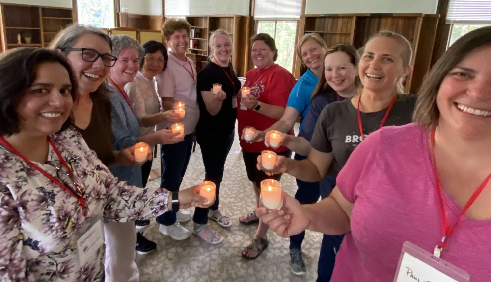 St. Joseph Sr. Deirdre Griffin (third from left) with a group of younger Sisters of St. Joseph in the United States and Canada 