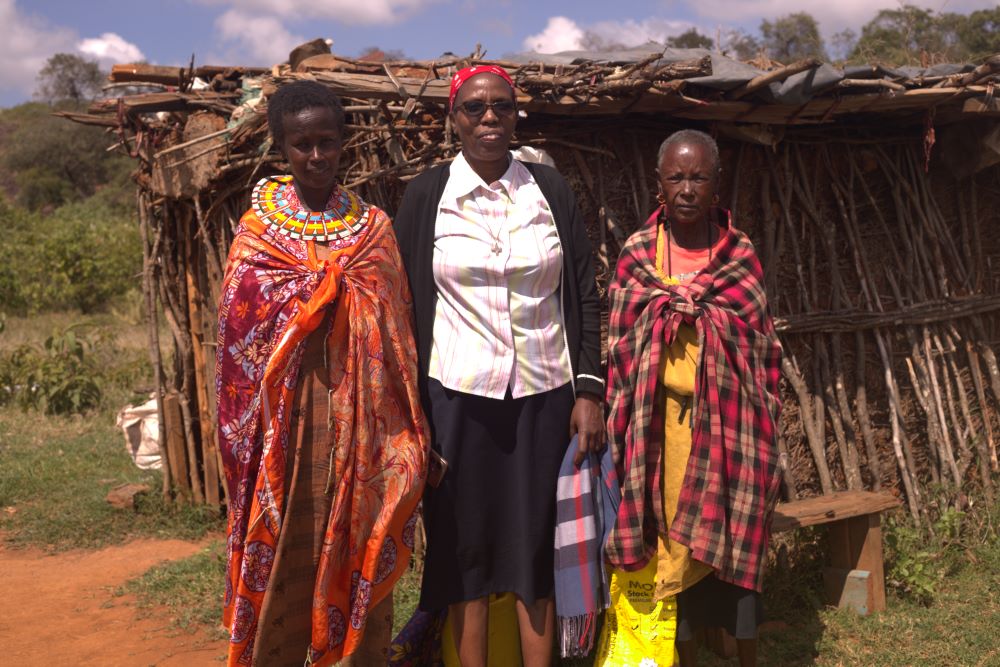 Loreto Sr. Lucy Wambui, (far right) coordinator of the Termination of Female Genital Mutilation Collaborative Network, visits women who have abandoned female genital cutting in Suguta Marmar, northern Kenya.