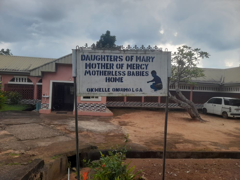A sign marks the entrance to the Motherless Babies Home, Okwelle, Imo State. The home is one of Nigeria's oldest orphanages and was founded in 1962 by the late Bishop Anthony Gogo Nwedo. (John Chukwu)