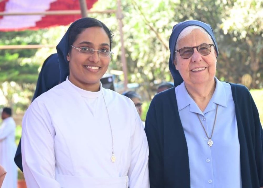 Sr. Soniya K. Chacko, left, poses with Sr. Françoise Petit, superior general of the Daughters of Charity, on Feb. 20, 2025. (George Kommattam)