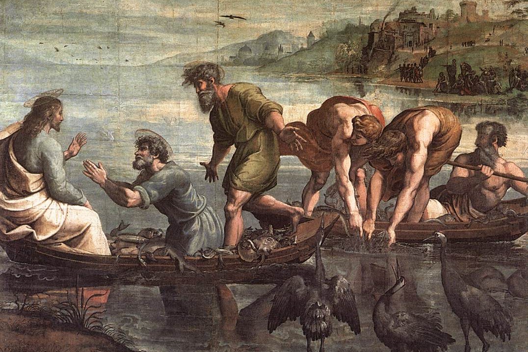 La pesca milagrosa, óleo de Rafael, 1515. (Foto: Wikimedia Commons/obra de dominio público)
