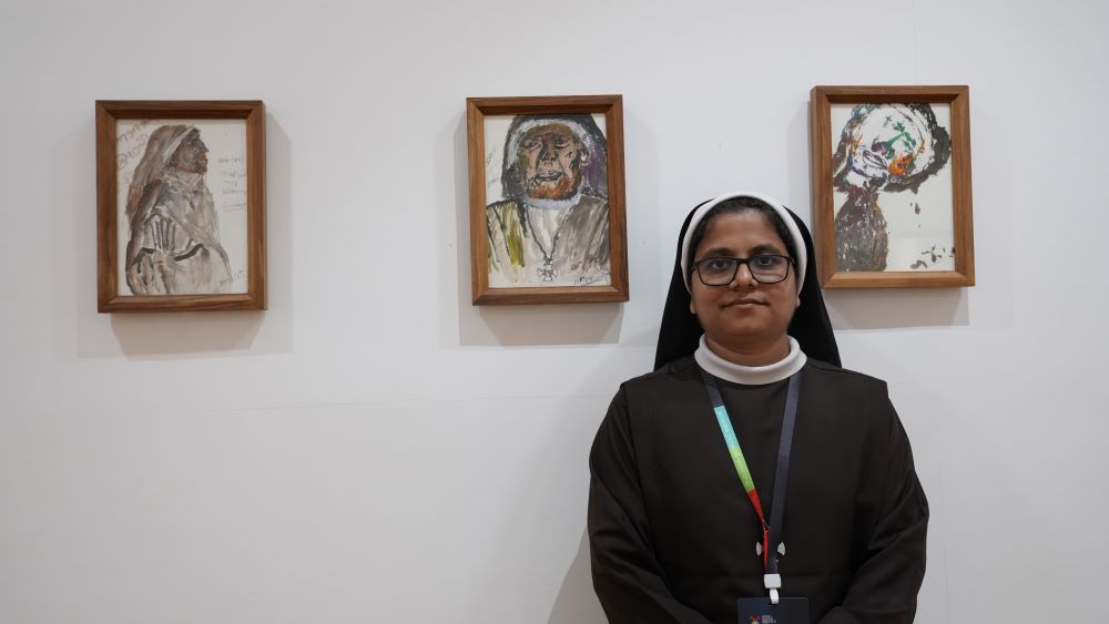 Sr. Roswin Joy, a member of the Congregation of the Mother Carmel, said the Kochi-Muziris Biennale "became a space where the language of my drawings and sculptures could be understood beyond cultural boundaries." (Courtesy of Roswin Joy)