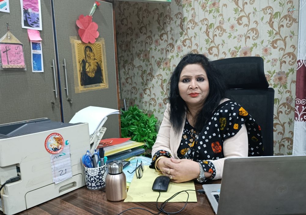 Sr. Rita Samson, a "secular nun," has taken vows of chastity, obedience and simplicity, but  lives on her own. She founded and runs New Life Ministry, a small vocational training center in Youhanabad, a low-income Christian neighborhood on the outskirts of Lahore, Pakistan. (Kamran Chaudhry)