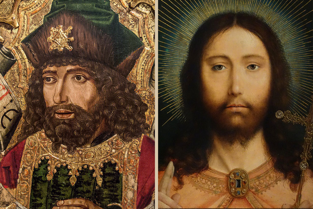 Left: The prophet Joel, depicted in a painting from circa 1481-87 by Martín Bernat y Miguel Ximénez. Right: Christ Salvator Mundi, depicted in a 1505 painting by Quinten Metsys. (Wikimedia Commons images)