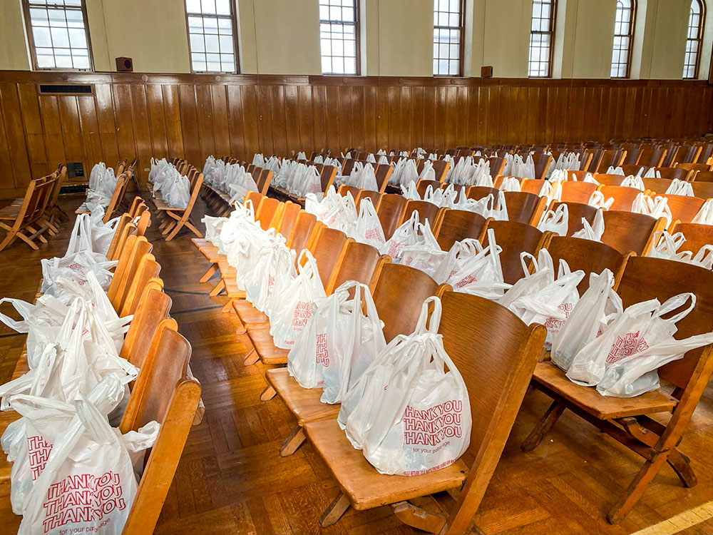 As part of a St. Basil support ministry, the sisters and volunteers recently collected more than 50 boxes of medicines, toiletries, candy, socks and hand warmers and, with the cooperation of the Ukrainian American Relief Committee, shipped the boxes to some 600 soldiers at the Ukrainian-Russian front. (Courtesy of the Sisters of St. Basil)