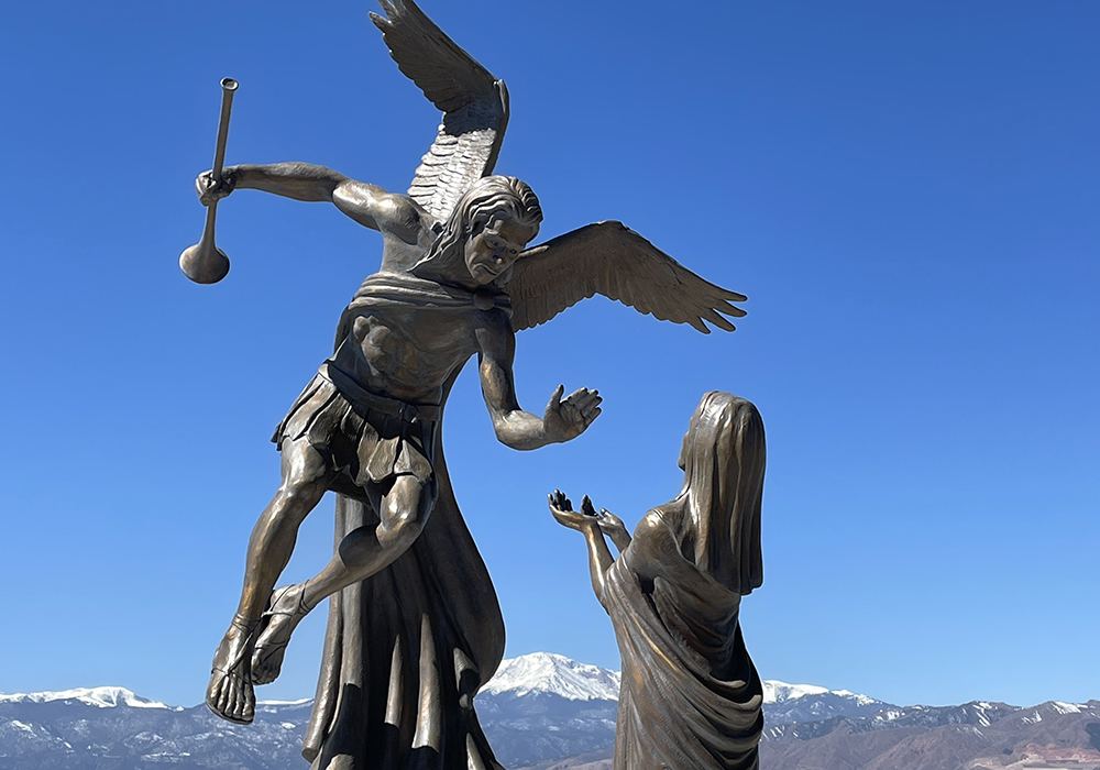 Statues of the archangel Gabriel and Mary depict the Annunciation outside St. Gabriel the Archangel Catholic Church in Colorado Springs, Colorado. (OSV News/Megan Marley)