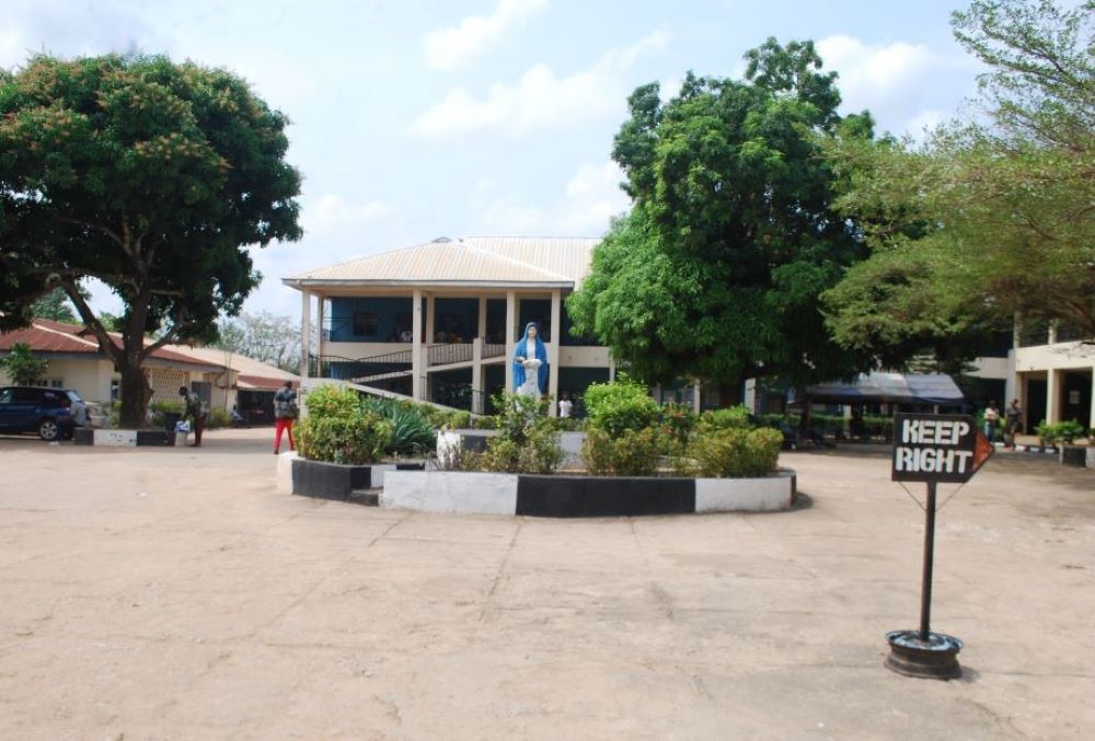 Sr. Nwanneka Udu serves as administrator of Mile Four Hospital, Abakaliki, Nigeria. This building houses the maternity department, where Udu and the staff provide health care services to newborns and pregnant women. (Valentine Benjamin)