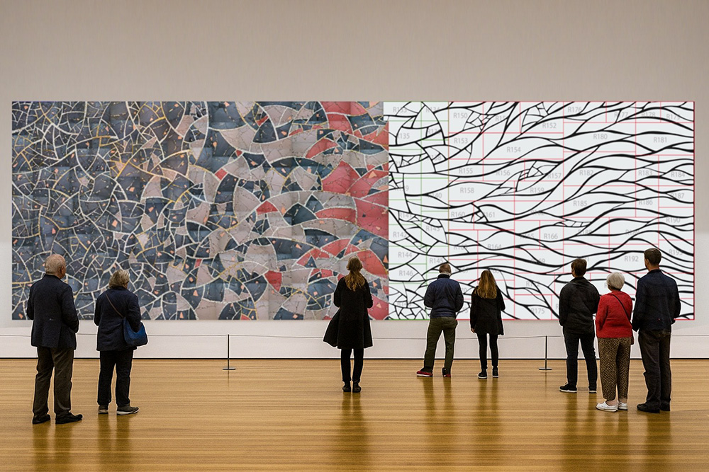 The half completed monumental "Rebirth" mosaic (Courtesy of "Rebirth: The Tesserae Symphony") 