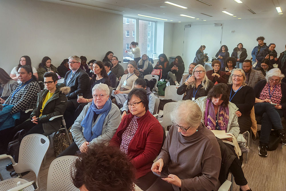 Attendees during a March 18 event during the United Nations' Commission on the Status of Women highlighted the theme of developing good practices for ending trafficking of women and girls. Among the organizers were the Congregation of Our Lady of Charity of the Good Shepherd and the Institute of the Blessed Virgin Mary-Loreto Generalate. (GSR photo/Chris Herlinger)