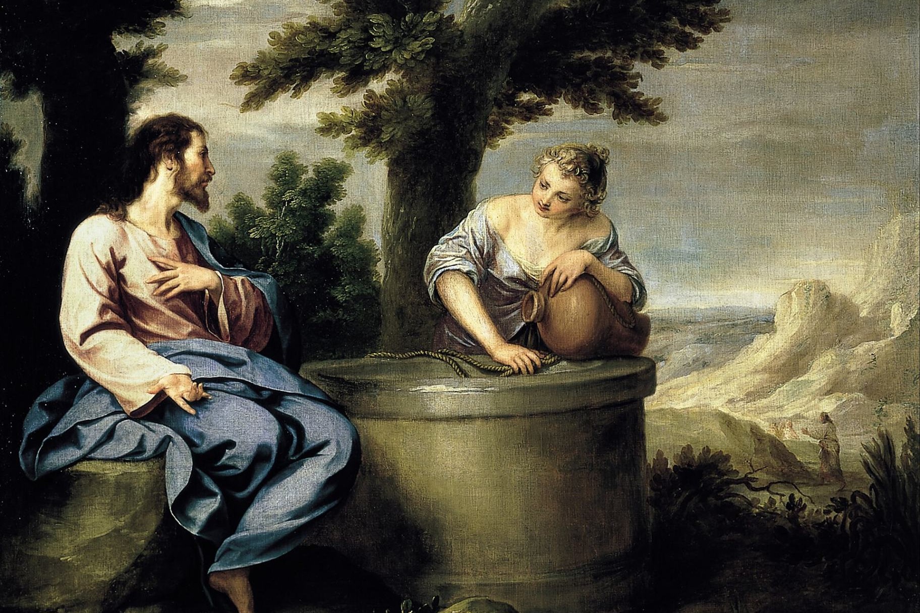 Cristo y la samaritana, óleo de Alonso Cano, siglo XVII. (Foto: Wikimedia Commons/obra de dominio público)