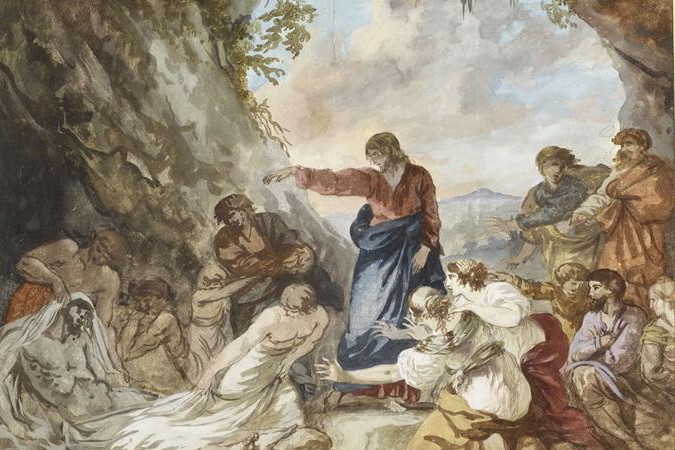 La resurrección de Lázaro, acuarela de Jean-Jacques Lagrenée el Joven. (Foto: Wikimedia Commons/obra de dominio público)