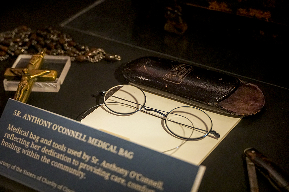 Artifacts from Sr. Anthony O'Connell's medical bag on display in "Do the Good: The Sisters Who Shaped America" exhibit at the National Shrine of St. Elizabeth Ann Seton. (Courtesy of the National Shrine of St. Elizabeth Ann Seton)