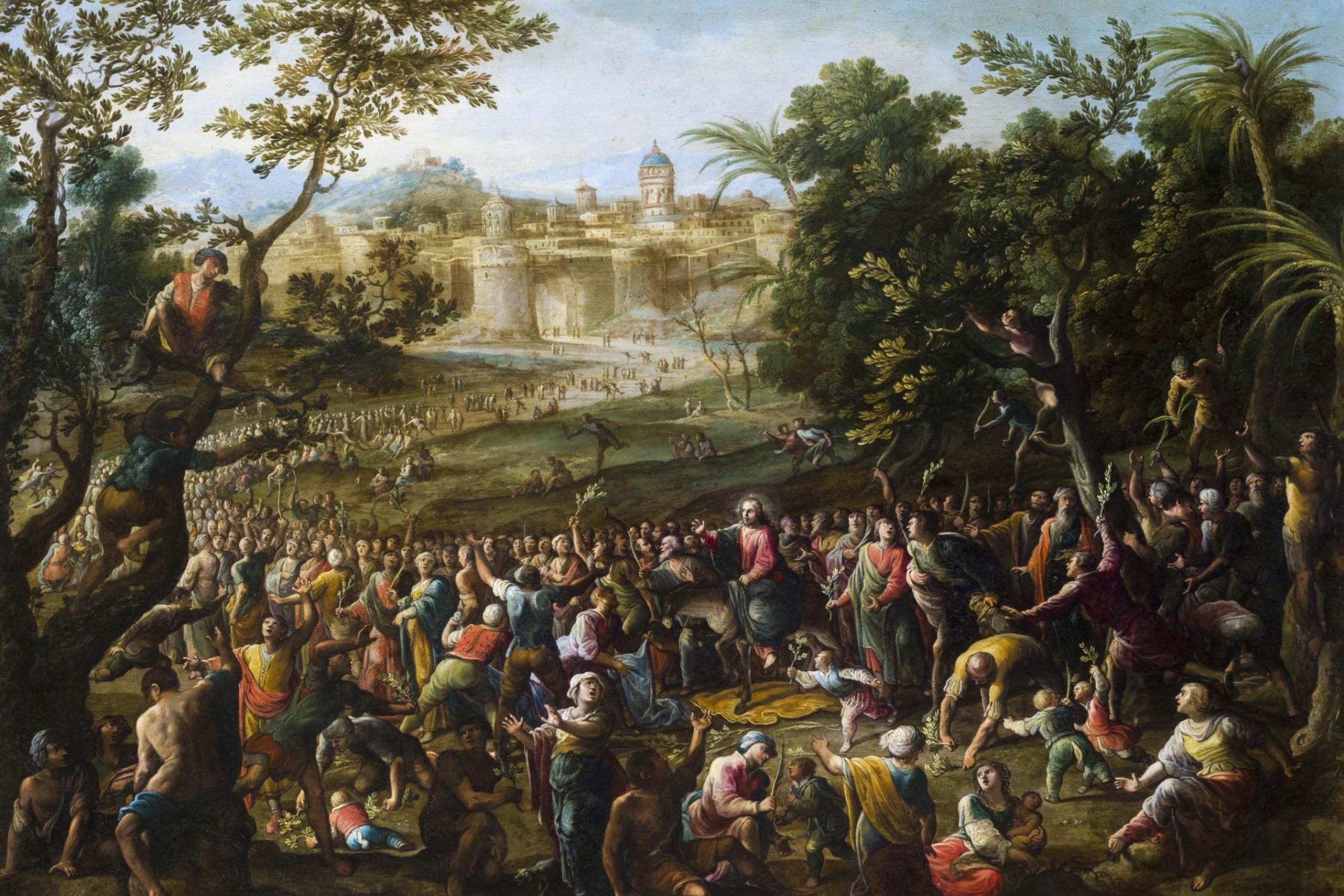 Entrada de Cristo en Jerusalén, óleo de Scipione Compagno, siglo XVII. (Foto: Wikimedia Commons/obra de dominio público)