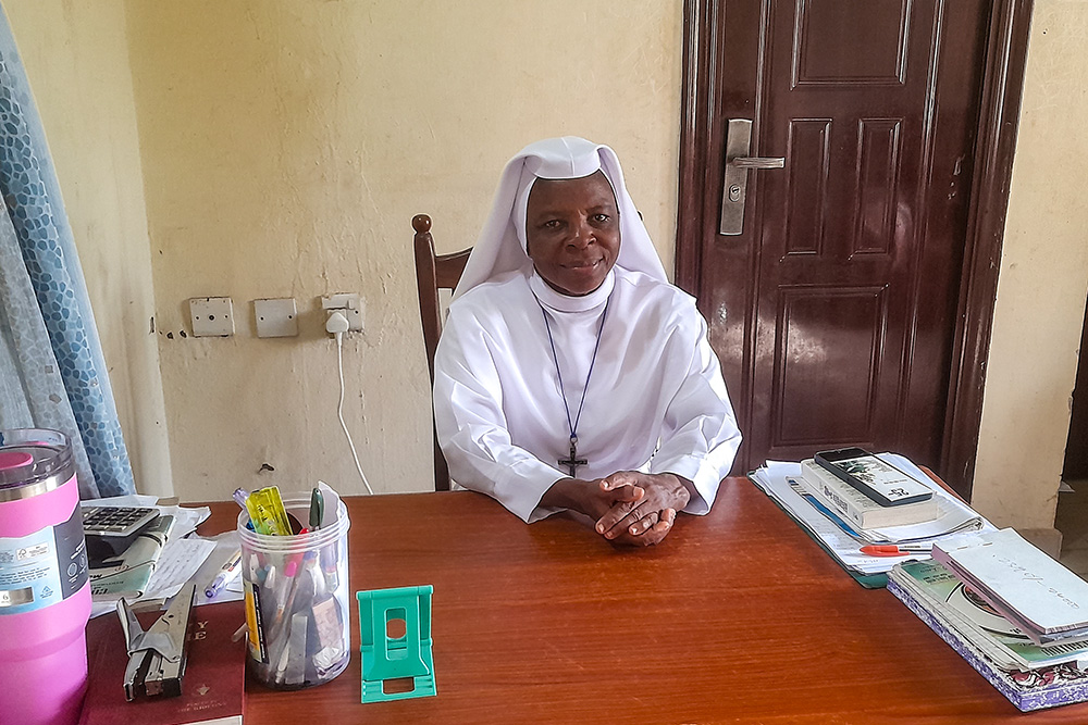 Sr. Mary Bridie Ekwugha, a Sister of the Immaculate Heart of Mary, Mother of Christ, in her office at Mater Christi Human Development and Religious Formation Centre in Amawbia, Nigeria (John Chukwu)