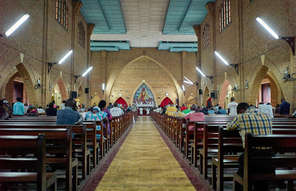 Worshippers pray during Mass Dec. 20, 2016, at Notre Dame Cathedral in Kinshasa, Democratic Republic of Congo. (CNS/Reuters/Robert Carrubba)