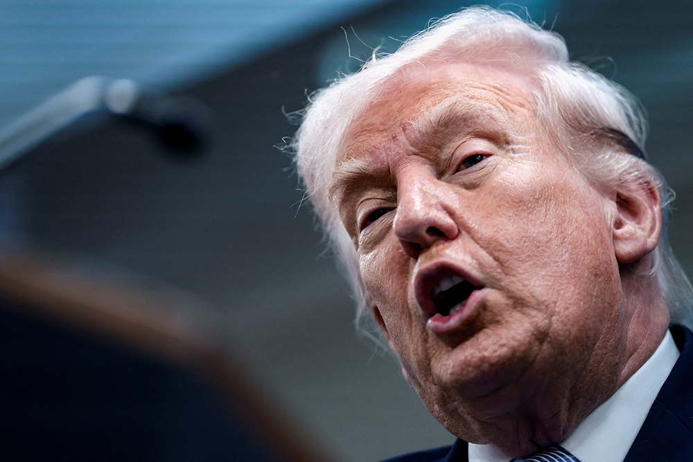U.S. President Donald Trump speaks during a news conference in the James S. Brady Press Briefing Room at the White House in Washington April 6, 2026. (OSV News/Reuters/Evan Vucci)