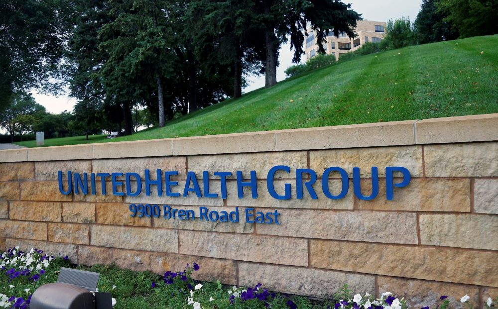 A July 12, 2019, photo shows the UnitedHealthcare headquarters in Minneapolis. The Sisters of the Holy Names of Jesus and Mary have sued the company over its refusal to consider examining how its rapid growth and vertical integration affect health care in the U.S. (AP/Jim Mone)