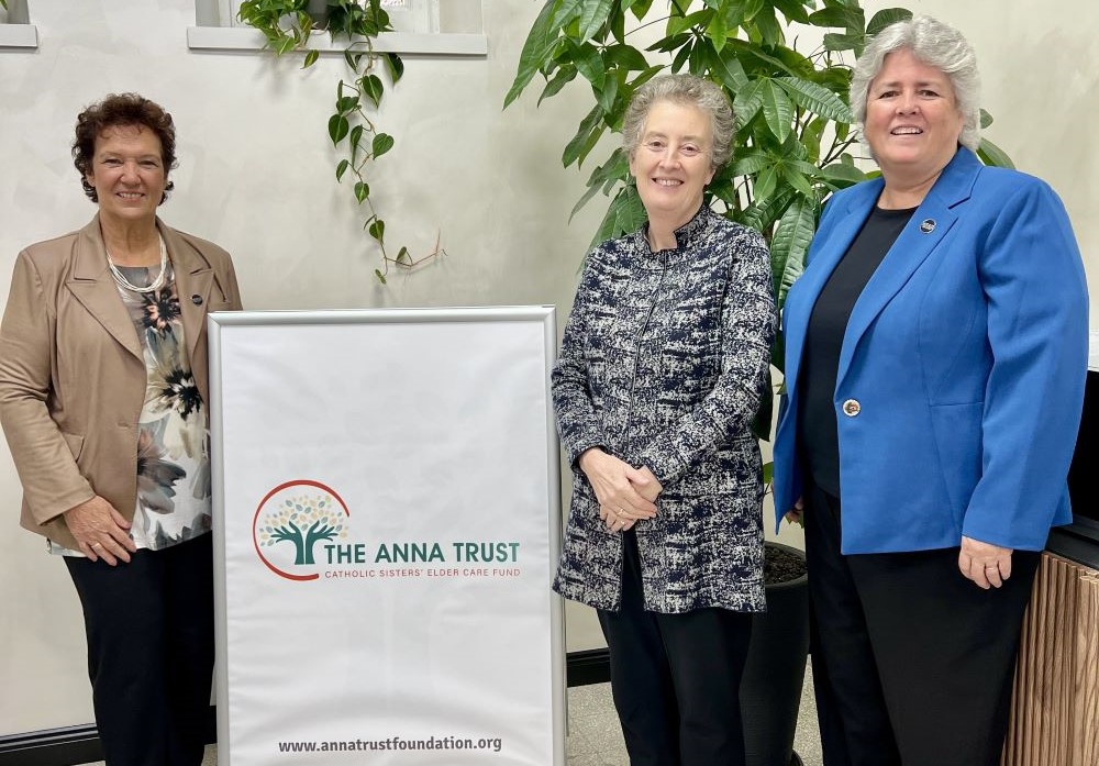The Anna Trust is partnering with Maria College in Albany, New York, on a program to train those caring for Catholic sisters in dementia care. From left: Maria College vice president of institutional advancement Vicki Dilorenzo, The Anna Trusts' cognitive impairment program director Sr. Siobhán O'Keeffe and Maria College president Lynn Ortale. (Courtesy of The Anna Trust)