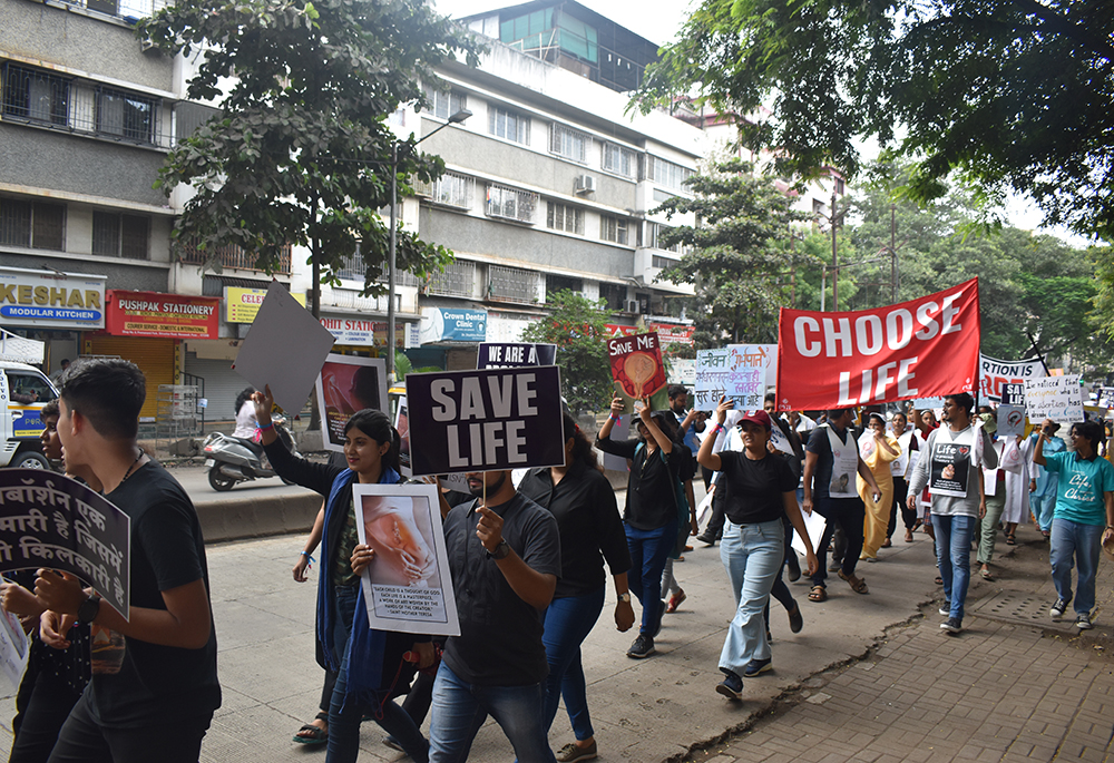 Young people take part in the March for Life organized by CHARIS India (Catholic Charismatic Renewal International Service) in Bengaluru, southern India, in 2025. (Courtesy of Paulina Melite)
