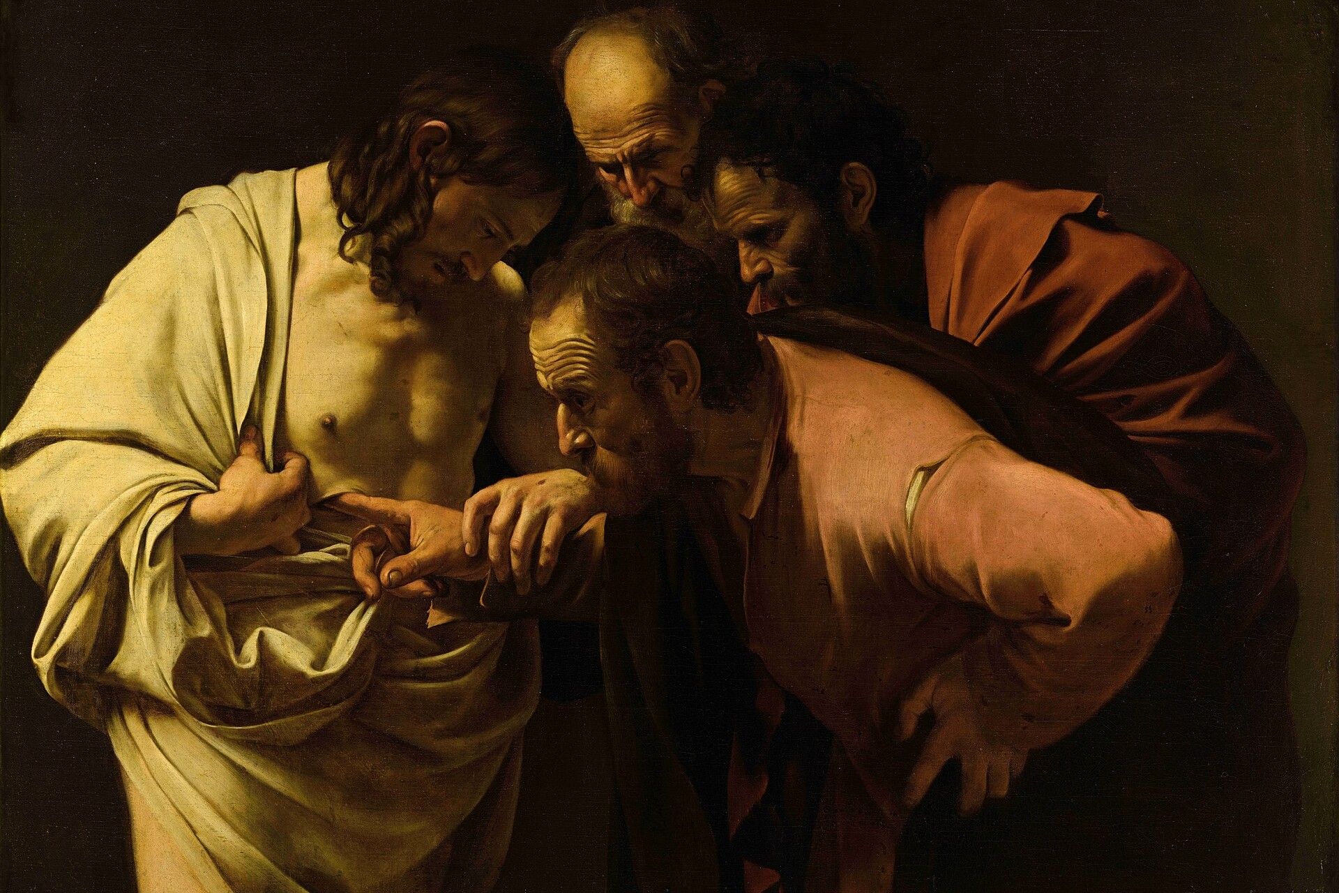 La incredulidad de Santo Tomás, Caravaggio, óleo sobre lienzo, 1601. (Foto: Wikimedia Commons/obra de dominio público)