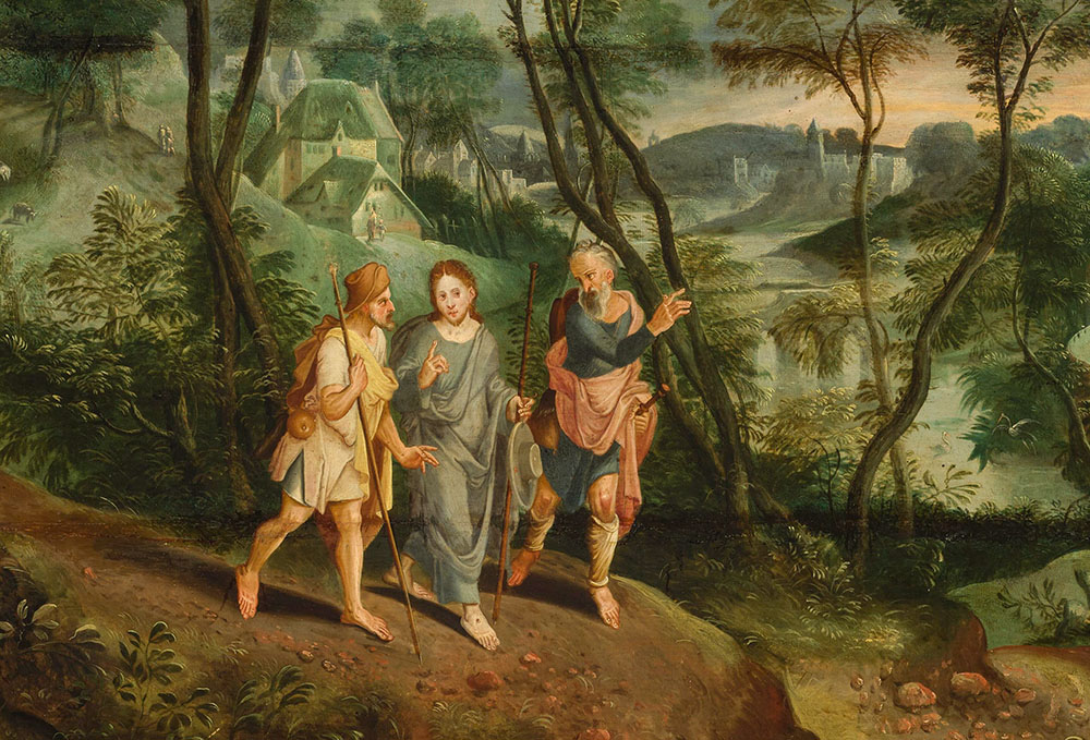 Detail of "Christ With Disciples on the Way to Emmaus" by a 16th-century Flemish painter (Wikimedia Commons/National Museum in Warsaw)