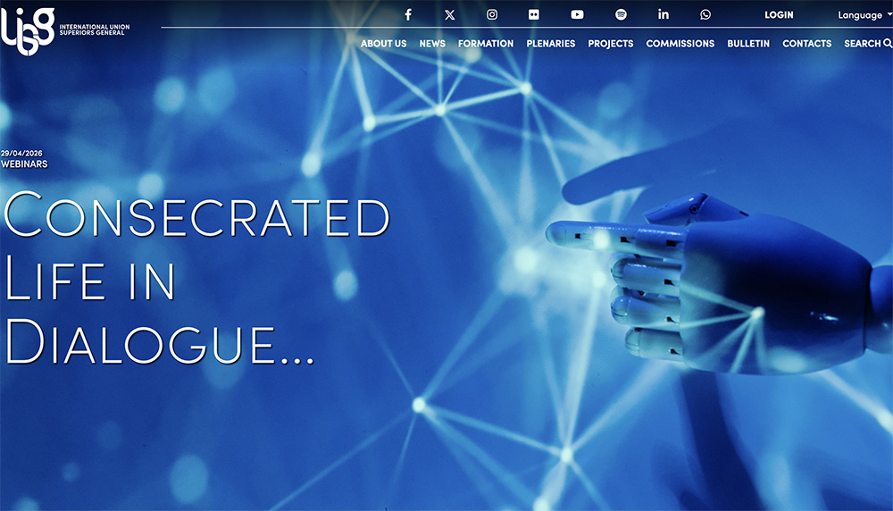A promotion for the webinar on artificial intelligence is seen on the website for the International Union of Superiors General. (GSR screenshot)