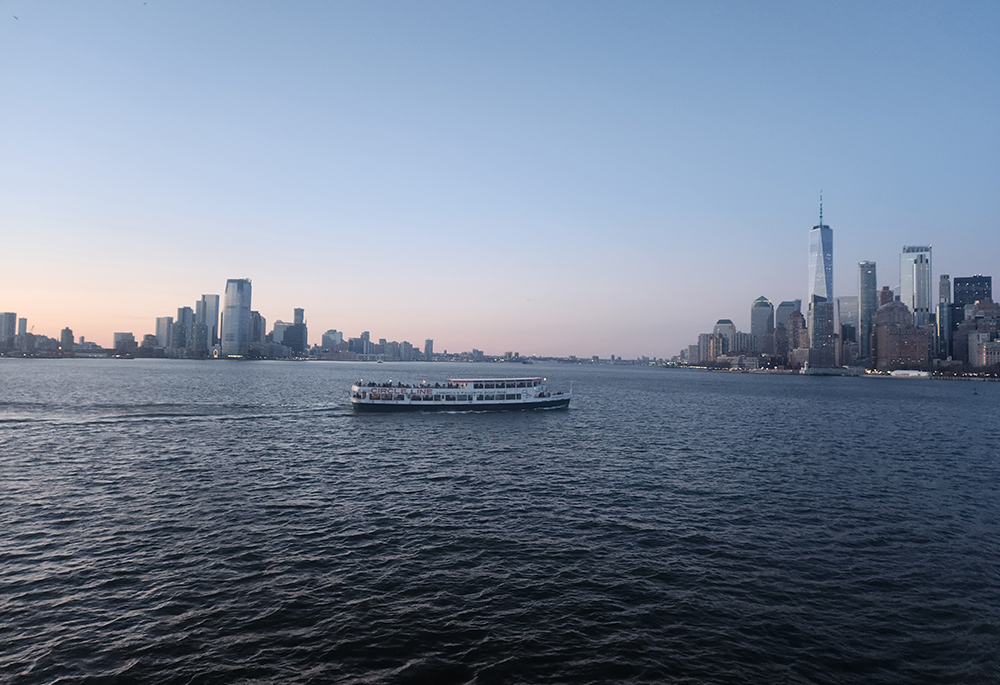 On a recent late afternoon visit to New York City, a group of Sisters of the Order of St. Basil the Great from Ukraine journeyed from Manhattan, on the right, to the borough of Staten Island, with New Jersey visible on the left. (GSR photo/Chris Herlinger)