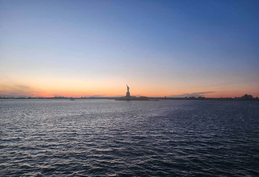 On a recent late afternoon visit to New York City, a group of Ukrainian Sisters of the Order of St. Basil the Great journeyed from Manhattan to the borough of Staten Island, with the Statue of Liberty visible on the western horizon. (GSR photo/Chris Herlinger)