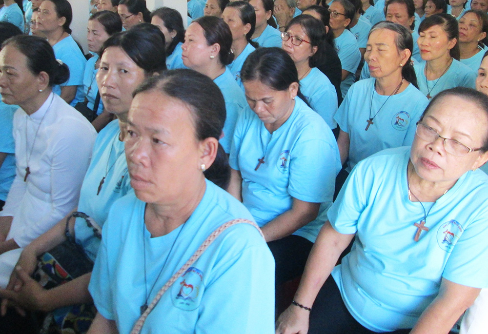 Members of the Daughters of Our Lady of the Visitation Association attend a meeting in Hue, Vietnam, on Aug. 17, 2025. Many of them are former nuns. (Joachim Pham)